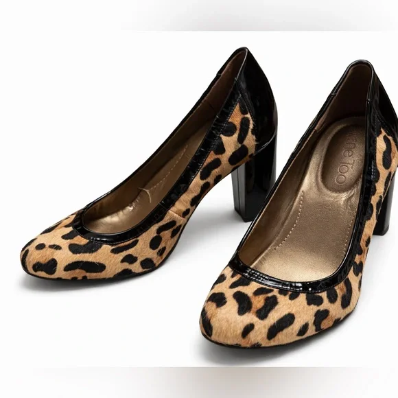 Me Too Leopard Print Heels Women’s Size 8M Chunky Block Heel Pumps - Picture 2 of 6